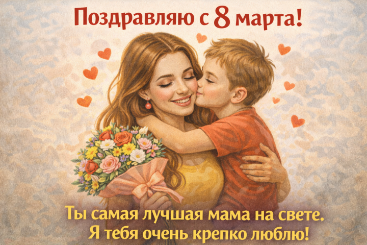 Картинка открытка поздравление с 8 марта маме