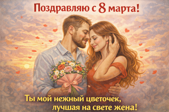 Картинка открытка поздравление с 8 марта жене