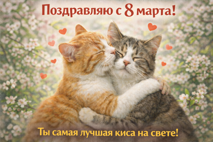 Картинка открытка поздравление с 8 марта моей кошечке
