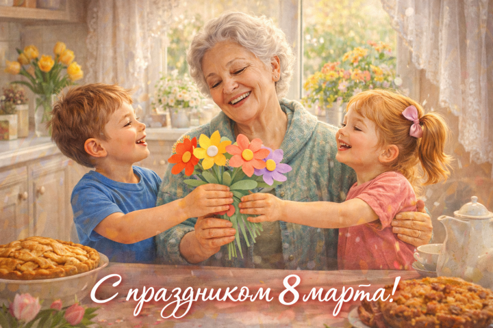Картинка открытка поздравление с 8 марта бабушке